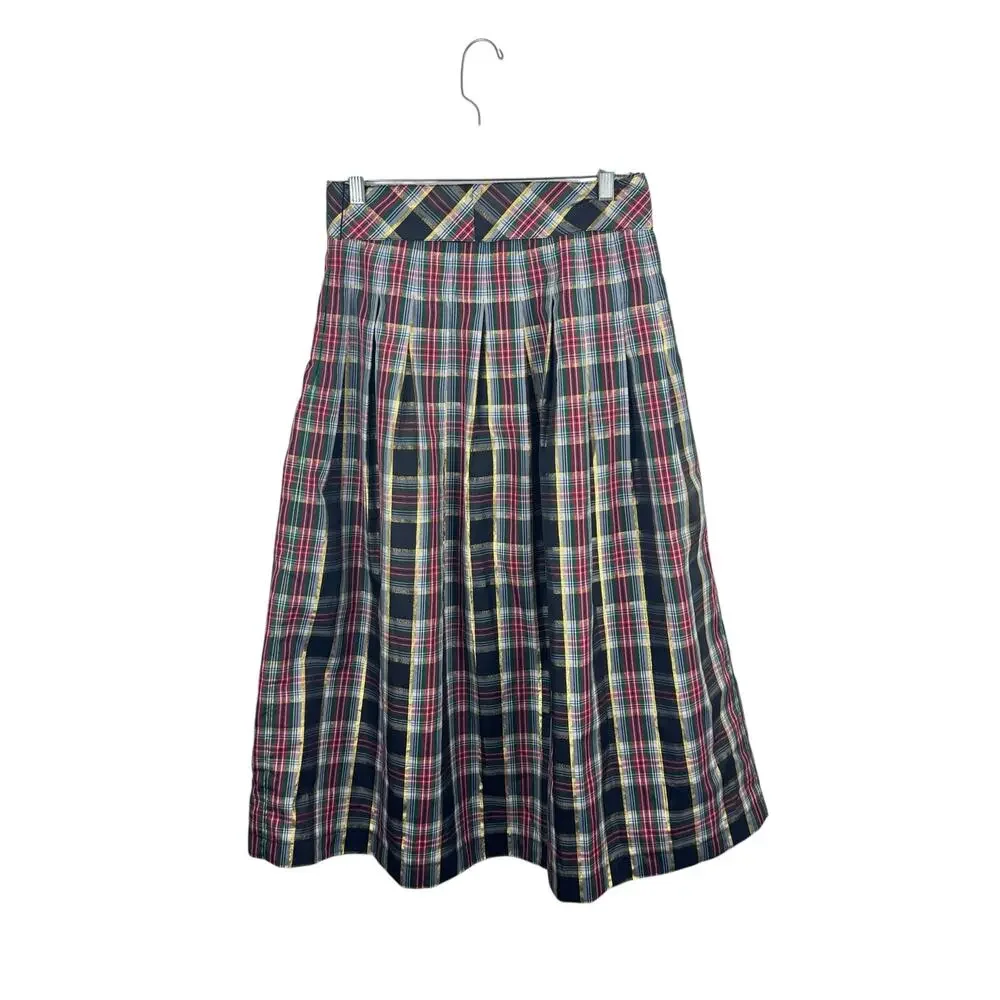 Talbots Metallic Plaid Taffeta Patio Skirt
